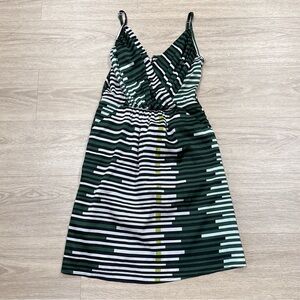Green black Stripe spaghetti strap mini Dress S